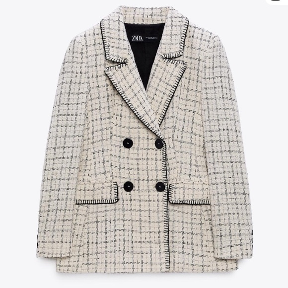 Zara Jackets & Blazers - Zara Women's Textured Blazer - Cream Black